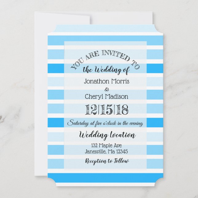 Einladungen für Hochzeiten mit blauStreifen (Vorderseite)