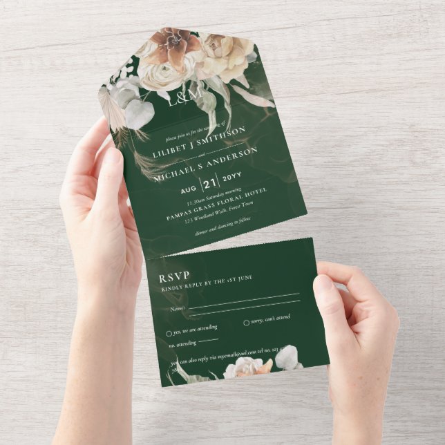 Einladungen für Hochzeiten mit UAWG | BOHO Pampas  (Abreißen)