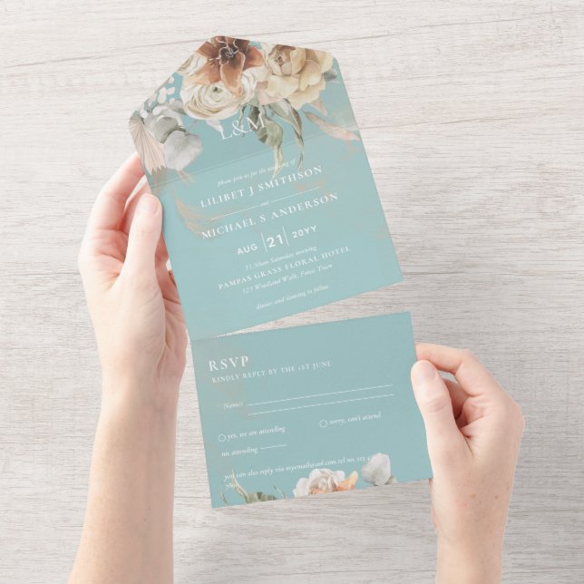 Einladungen für Hochzeiten mit UAWG | BOHO Pampas  (Abreißen)