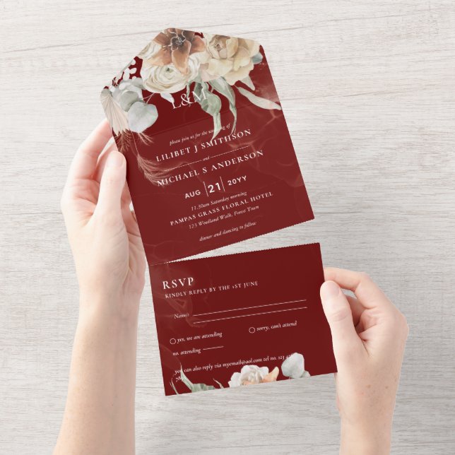 Einladungen für Hochzeiten mit UAWG | BOHO Pampas  (Abreißen)