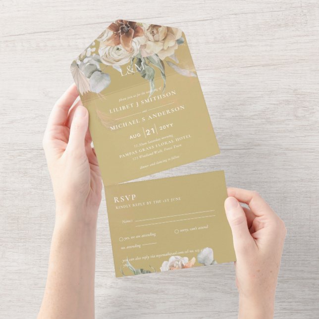 Einladungen für Hochzeiten mit UAWG | BOHO Pampas  (Abreißen)