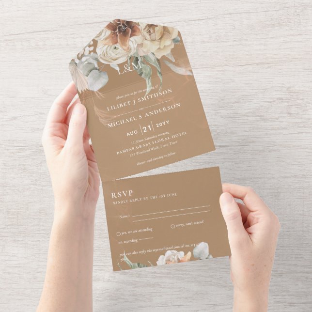 Einladungen für Hochzeiten mit UAWG | BOHO Pampas  (Abreißen)