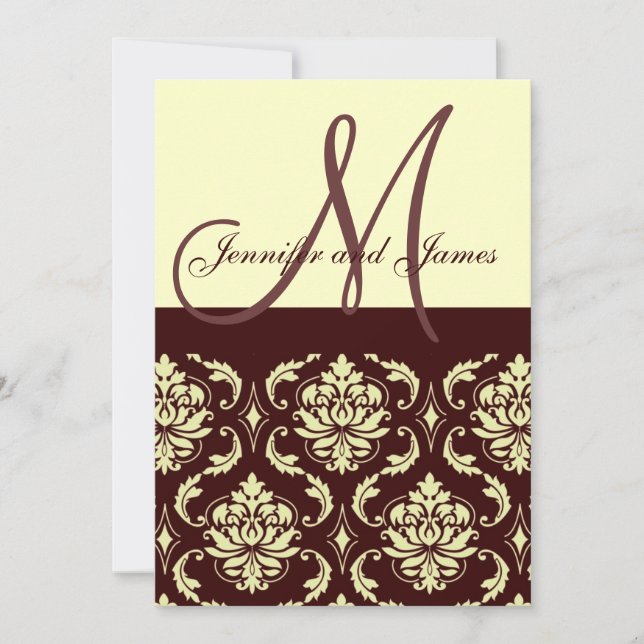 Einladungen für Hochzeiten Monogram Brown Elfenbei (Vorderseite)