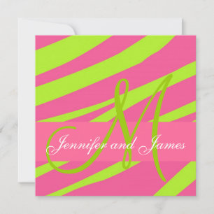 Einladungen für Hochzeiten Monogramme Zebra Rosa G