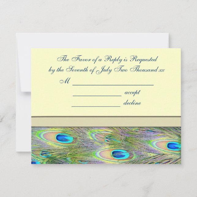 Einladungen für Hochzeiten von Gold Peacock (Vorderseite)