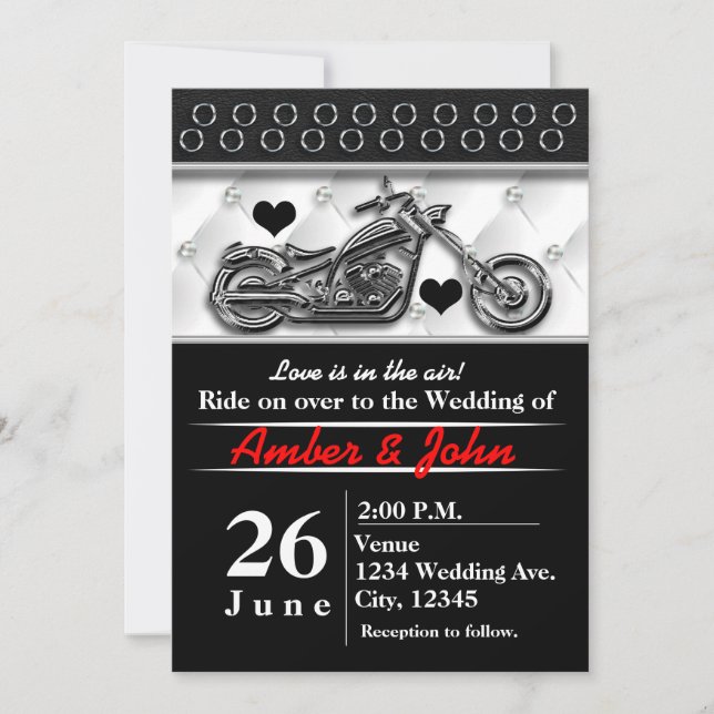 Einladungen für Hochzeiten von Motorrädern (Vorderseite)