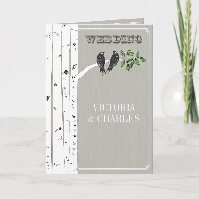 Einladungen für Hochzeiten von Vintagen Vogelarten (Vorderseite)