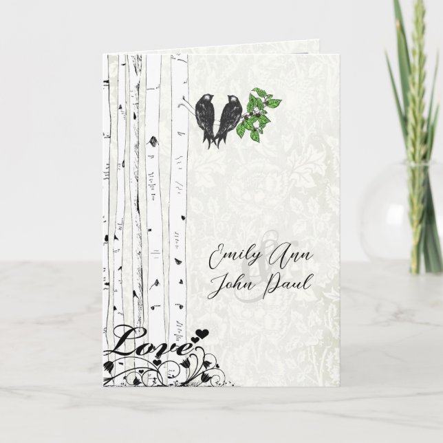 Einladungen für Hochzeiten von Vintagen Vogelarten (Vorderseite)