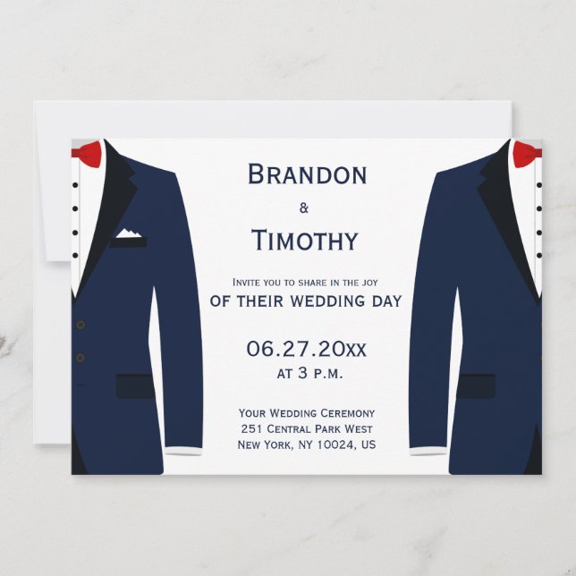 Einladungen für Hochzeiten von weißem und blauem G (Vorderseite)