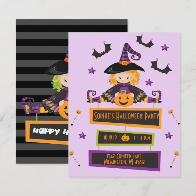 Einladungen für Kinder Halloween-Party Einladung H (Vorne/Hinten)