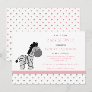 Einladungen für Kinder in Rosa und Grau Zebra Baby