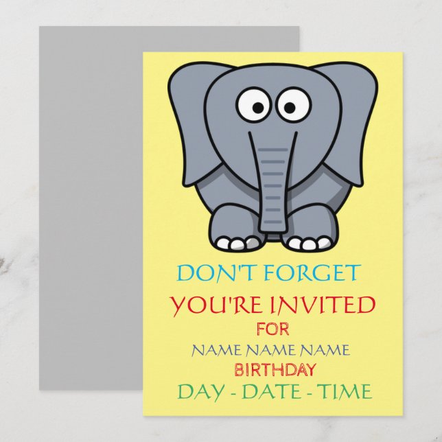 Einladungen für Kindergeburtstag (Vorne/Hinten)