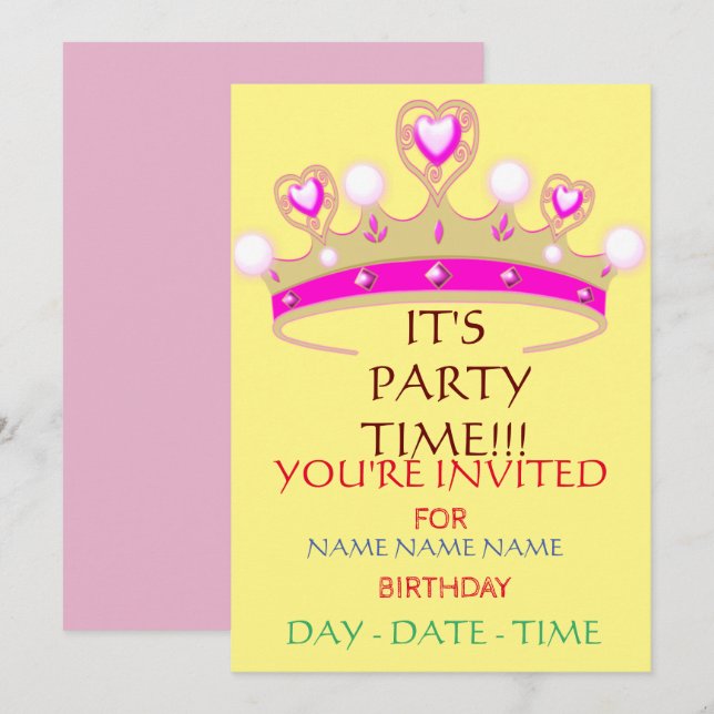 Einladungen für Kindergeburtstag (Vorne/Hinten)