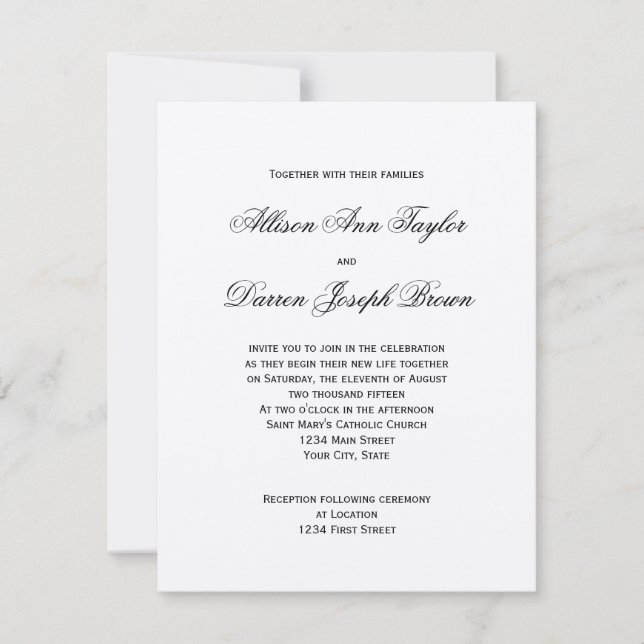 Einladungen für klassische Hochzeiten (Vorderseite)