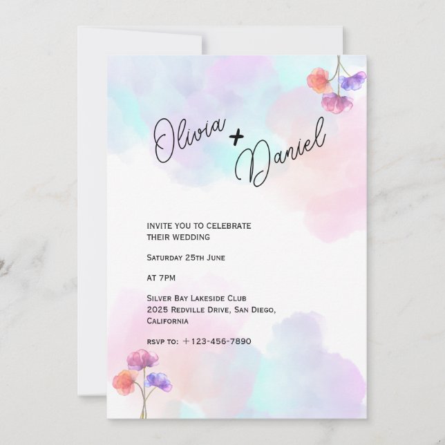 Einladungen für künstlerische Hochzeiten in Rosa u (Vorderseite)