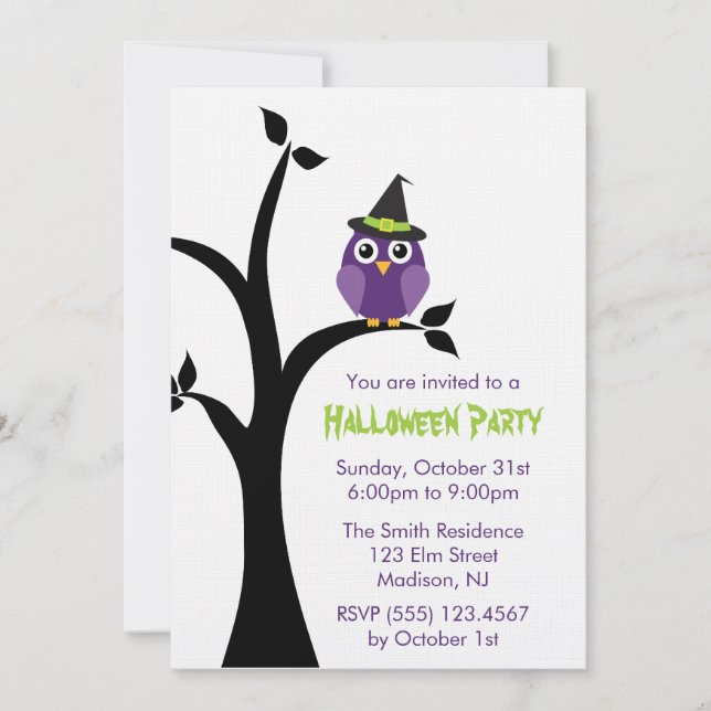 Einladungen für lila Halloween-Party (Vorderseite)