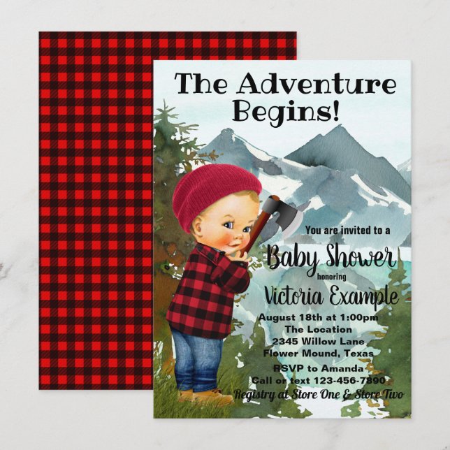 Einladungen für Lumberjack Baby Dusche (Vorne/Hinten)