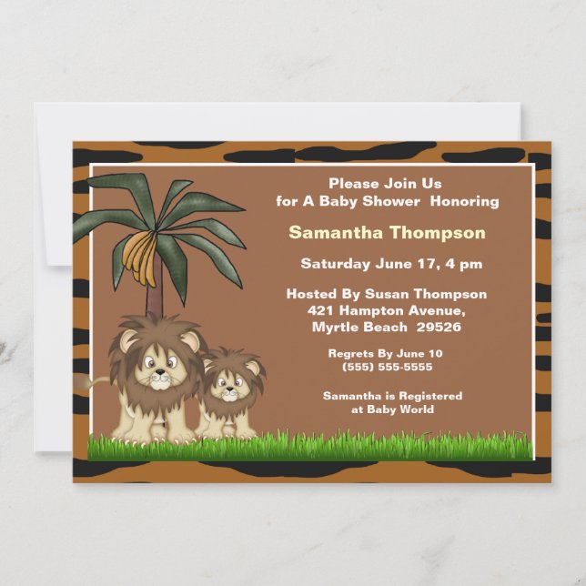 Einladungen für Mama und Baby Lion Baby Shower (Vorderseite)