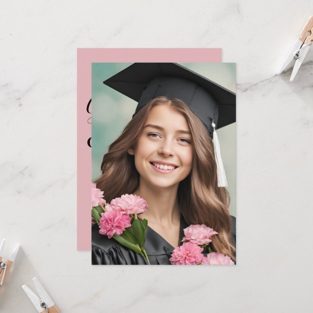 Einladungen für moderne Blume in Rosa (Vorderseite/Rückseite Beispiel)