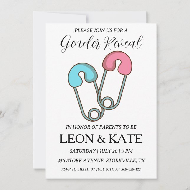 Einladungen für moderne Rosa und Blau (Vorderseite)