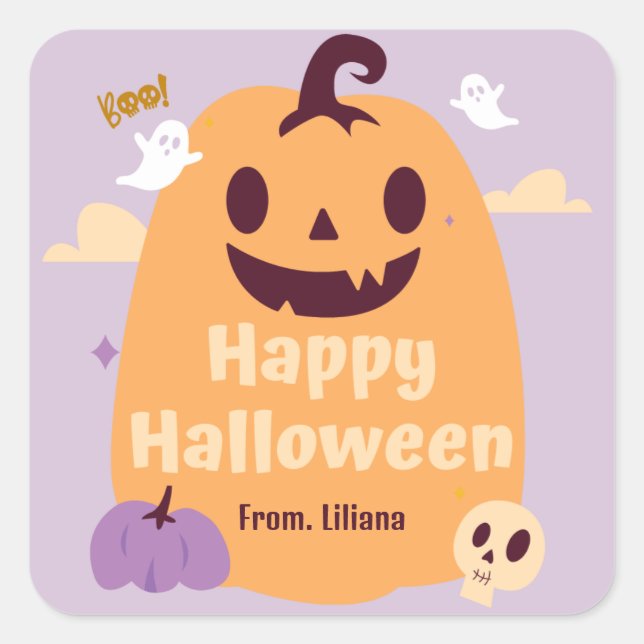 Einladungen für niedliches Halloween-Party testen  Quadratischer Aufkleber (Vorderseite)