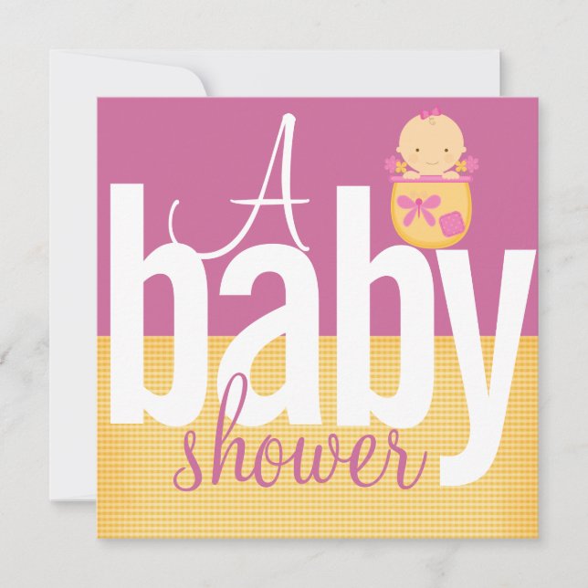 Einladungen für Pink Baby Dusche (Vorderseite)