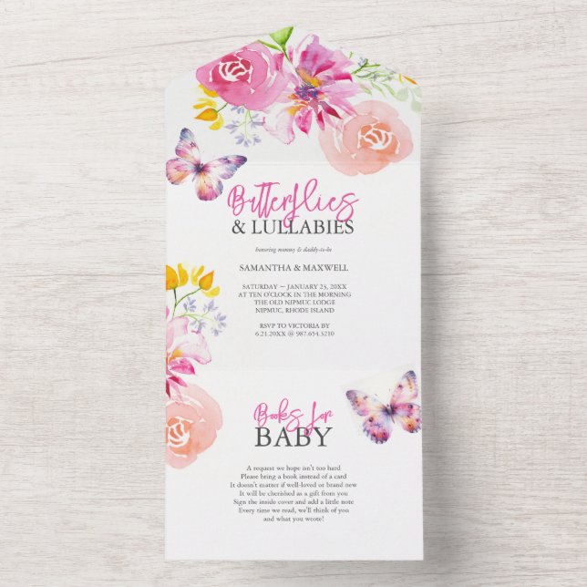 Einladungen für Pink Baby Dusche | Blume und Schme (Innen Boden)