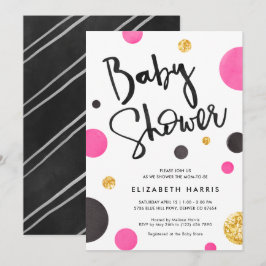 Einladungen für Pink & Gold Baby Dusche - Polka Do