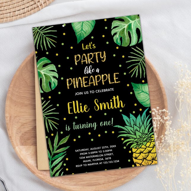 Einladungen für Schwarze Grüne Ananas (1st Black Green Pineapple Invitations)