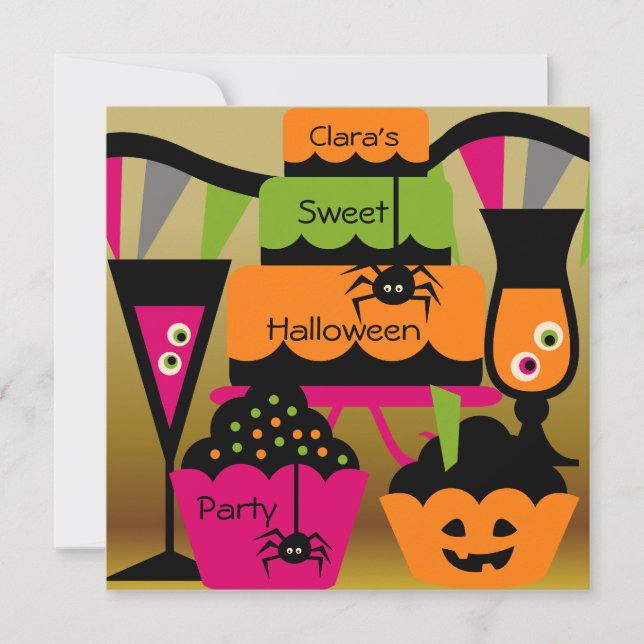 Einladungen für süßes Halloween-Party (Vorderseite)