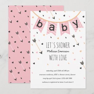 Einladungen für Tribal Baby Shower Pink Girl