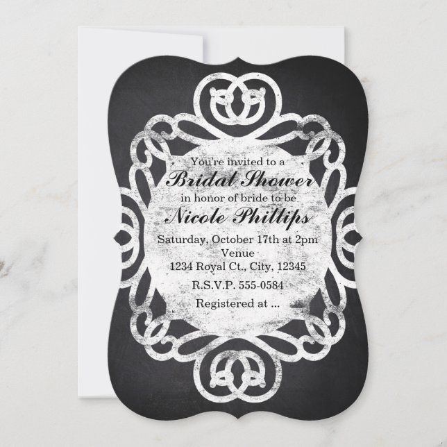 Einladungen für Vintage Frame Bridal Dusche (Vorderseite)