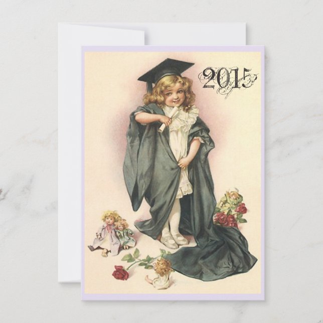 Einladungen für Vintage Graduierungsparty Rose Dol (Vorderseite)