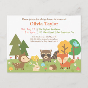 Einladungen für Woodland Animal Themed Baby Dusche