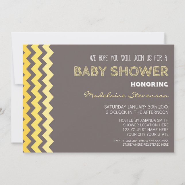 Einladungen für Zickzack Babydusche (Rückseite)