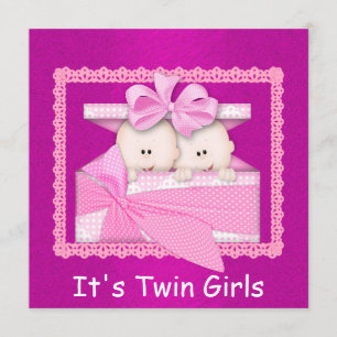 Einladungen für zwei Girls PINK Baby Shower