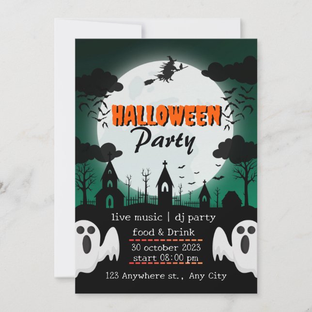 Einladungen Halloween für Ihre Freunde & Familie. (Vorderseite)