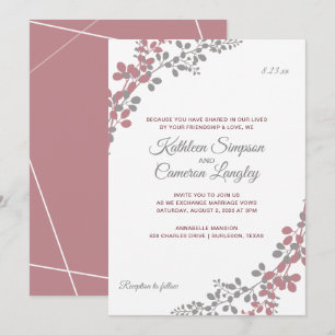 Einladungen Hochzeit Dusty Rose Gipskraut
