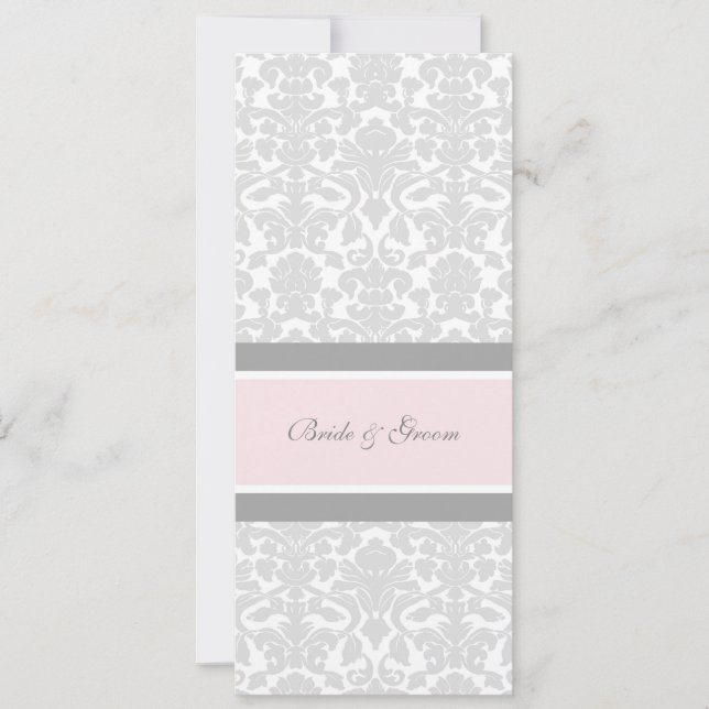 Einladungen Hochzeit Rosa graue weiße Damaskus (Vorderseite)