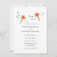 Einladungen Hochzeit Wasserfarbene Rote Libelle