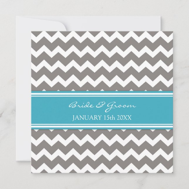Einladungen Hochzeiten Blue Gray Zickzack (Vorderseite)