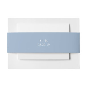 Einladungen Hochzeitsbands Monogram Blue Einladungsbanderole