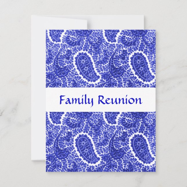 Einladungen in Blau und Weiß Paisley bei jedem Ein (Vorderseite)