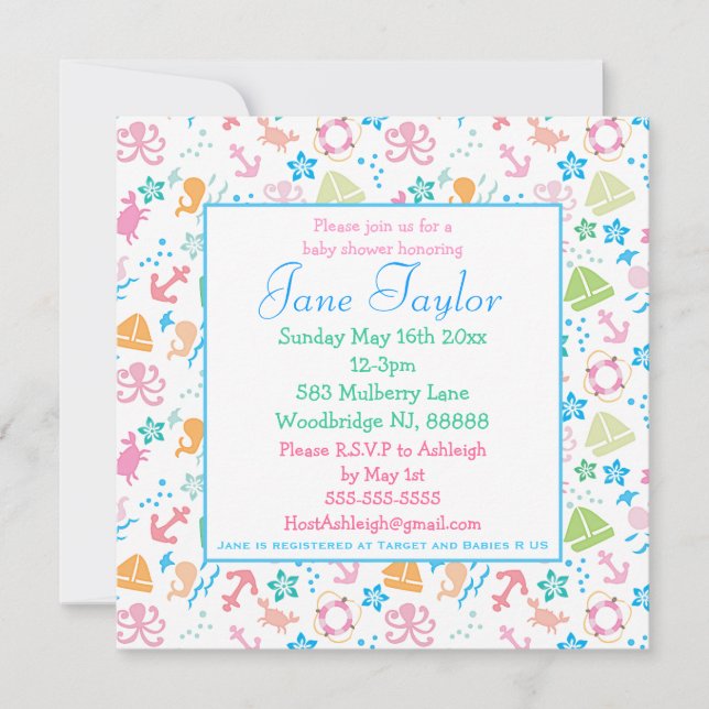 Einladungen unter der Meerschweinchen-Dusche (Vorderseite)