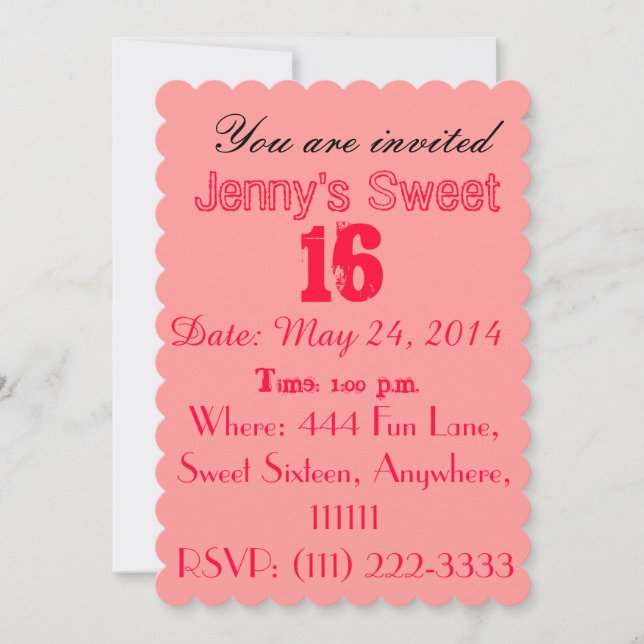 Einladungen von 16 . Geburtstag - Hübsch rosa (Vorderseite)