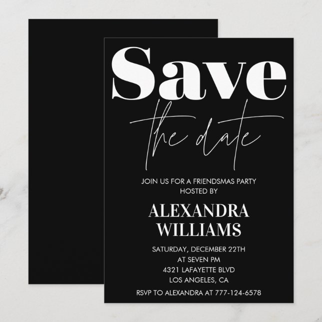 Einladungen von Black Friendsmas Save the Date (Vorne/Hinten)