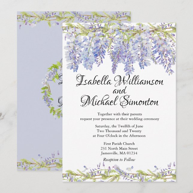Einladungen von Boho Lila Floral Wedding (Vorne/Hinten)