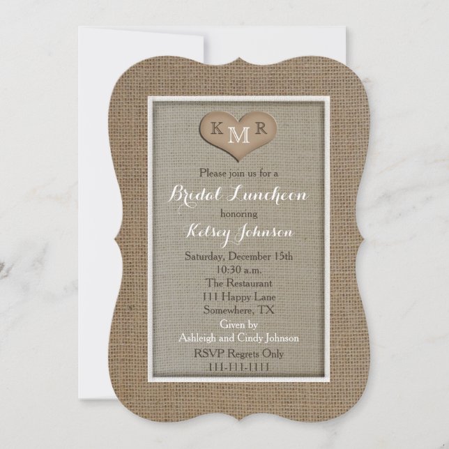 Einladungen von Bridal Luncheon - Burlap Look (Vorderseite)