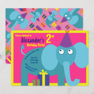 Einladungen von Elephant Animal Kid zu Geburtstags