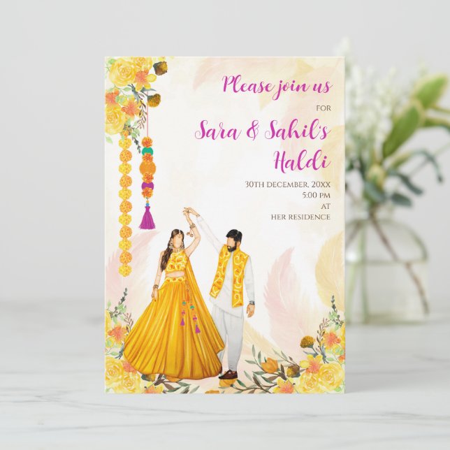 Einladungen von Haldi & Hindu Wedding (Stehend Vorderseite)